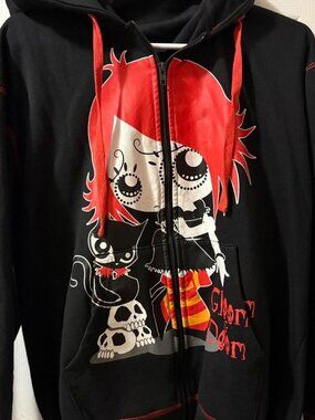 Mighty Fine Ruby Gloom zipup sweater